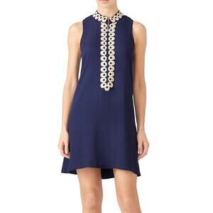 Lilly Pulitzer Jane Navy Gold Zipper Sleeveless Shift Dress Size 4 Resortwear